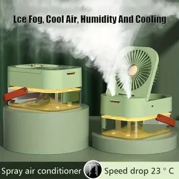 1pc, Large Capacity Humidifier, Humidifier Spray Electric Fan Air Cooler, 3 Modes Speed Adjustable Cooling Portable Table Fan With Night Light Summer, Small Appliance