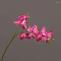 Dekorativa blommor 2 gafflar 12 huvuden konstgjord fjäril orkidé verklig beröring falska phalaenopsis för hemfest bröllop dekoration hög kvalitet