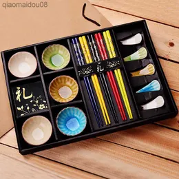 À venda! Utensílios de mesa japoneses criativos pratos de cerâmica sushi talheres chineses vento sushi conjunto com caixa de presente L230704