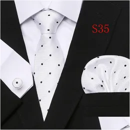 Cravatta da collo Set Fashion Business Nero Floreale Paisley Poliestere Cravatte da uomo per uomo Cravatte da sposa di lusso formale Drop Delivery Ac Dhj36