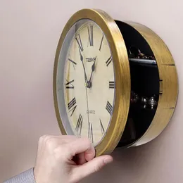 Orologi da parete Retro Creativo Nascosto Segreto Cassetta di sicurezza Orologio da parete Appendere Chiave Contanti Gioielli Deposito di denaro Decorazioni per la casa