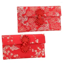 Opakowanie prezentów 2PCS Modne piękne wykwintne koperty Brocade Red Packets koperty na rok imprezowy ślub