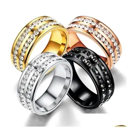 حلقات الزوجين 8 ملم حلقة ألوان ذهبية وردية بسيطة للنساء المجوهرات بلورات النمسا.