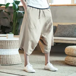 Męskie spodnie upuszcza mężczyźni harajuku harem 2023 Męskie letnie bawełniane lniane joggery męskie vintage koreański styl dresowe mody 230724
