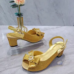 Włoska suknia ślubna Design High Heels Gold Party Seksowne buty damskie 230720