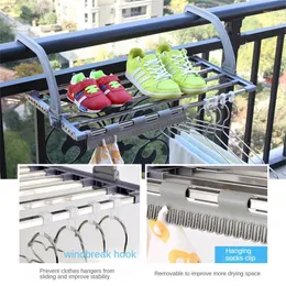 Hangers Stainless Steel Multifunctional Drying Rack Towel Folding Balcony Shoe Self-contained Hook Shower Bathroom Accessories