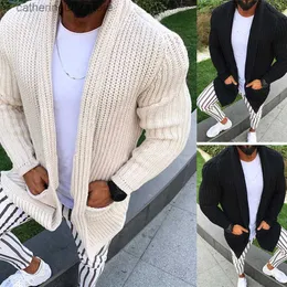 Herrtröjor män Cardigan tröja Knitwear Men Autumn Ny stickad tröja med Pocket Casual Slim Fit grov Pull Homme Beige Knitwear T230724