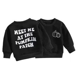 Hoodies Sweatshirts Cadılar Bayramı Toddler Boys Sweatshirts Siyah Uzun Kollu Kabak Baskı Pullover Mürettebat Boyun Üstleri 03 yıl J230724