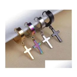 Ohrstecker 4 Farben Allergie Kreuz Ohrverschluss Modische Titan Punk Ohrstecker Edelstahl Ohrringe Großhandel Drop Lieferung Schmuck Dhape