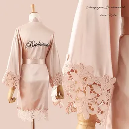 Klänningar sommar spets sömnkläder brudbridemaid bröllop mantel klänning solid broderi kimono badrock kvinnor avslappnad hem nattklänning m l xl