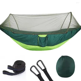 Furniture Camp 210t Nylon Camping Ammock المشي لمسافات طويلة ذاتية القيادة سفر معلقة سرير حديقة حديقة سوينغ بسرعة 290x140cm 114 "x55"