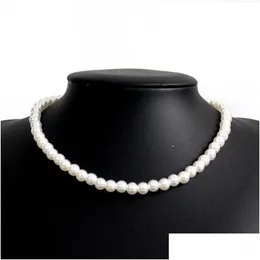 Beaded Necklaces Vintage Imitation Pearl Choker Chain Goth Collar For Women Fashion Charm Party Wedding Jewelry Gift Accessories Dro Dhh4U