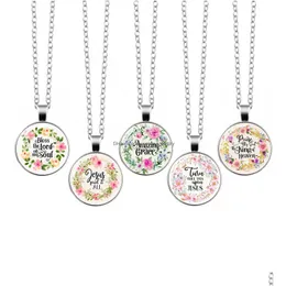 Pendant Necklaces Love/Hope/Faith/Believe/ Vintage Necklace Letter Glass Cabochon Long Chain Girl Women Jewelry Gift For Kids Drop Del Dhlz6