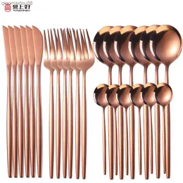 24 Pcs Or Vaisselle Ensemble Cuisine Couverts Couteau À Steak Fourchette Cuillère À Café Vaisselle Ensemble Haut De Gamme En Acier Inoxydable Maison Couverts Ensemble L230704