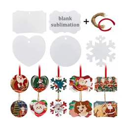 Sublimation Blank Snowflake Pendants Christmas Ornaments Thermal Transfer Printing Blanks Ornament White Customized DIY Tree Decor FY5043