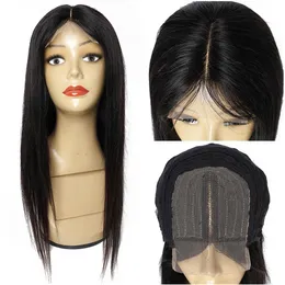 4x1 T Wig de renda de 14-32 polegadas 150% Densidade perucas indianas Cabelo humano Parte média renda frontal pré-coberta com cabelos de bebê3182