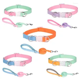 Halsbanden XS-M S Macaron Stiksels Kleur Met Riem Mode Eenvoudige Hondenhalsband Touwen Verstelbaar Duurzaam Huisdieren Levert