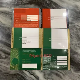 Carte di garanzia di sicurezza verde di alta qualità Scatole da viaggio per orologio in plastica Carta 3d Stampa personalizzata Modello Numero di serie Incisione Tag238B