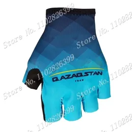 القفازات الرياضية Qazaqstan Pro Team Cycling 2023 دراجة جيرسي بطل الأزرق Half Finger Road Gel Glove Mtb Gants Cyclisme 230721