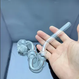 Glaspfeifen Rauchen geblasener Wasserpfeifen Herstellung mundgeblasener Bongs Klassisches transparentes Doppelblasen-Skelett-Raucherset