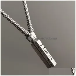 Pendant Necklaces Stainless Steel Bar I Love You Always Necklace The Wishing Column Letter Gold Chains Lovers Couple Jewelry Gift Will Dhj9R