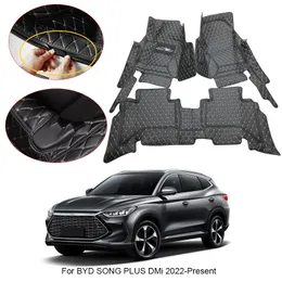 3D Full Surround Car Floor Mat for BYD Song Plus DMI 2022-2025 Skydda liner Fotkuddar Mattor PU LÄDER Vattentät tillbehör