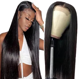 4x4 Mink البرازيلية البرازيلية شعر الدانتيل الإغلاق شعر مستعار للشعر البشري للمرأة السوداء البرازيلية الدانتيل المستقيم