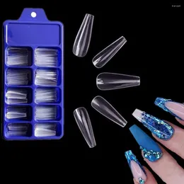 Unhas postiças 100 peças pontas de unhas de cor sólida cobertura completa bailarina manicure falsa faça você mesmo beleza fosco acrílico ferramenta de arte artificial