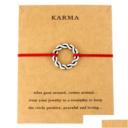 Braccialetti con ciondoli Nuovo arrivo Karma Cerchio Rotondo Regolabile Albero Pace Tai Chi Guarigione Namaste Ali di piume Charms Donna Uomo Uni Fine D Dhm15