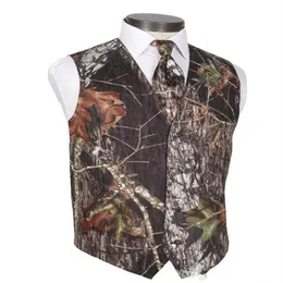 2019 Men Camo Printed Groom Vests Wedding Vests Realtree Spring Camouflage Slim Fit Mens Vests 2 Pieces set Vest Tie Custom Made231x