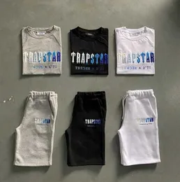 Men's Trapstar T Shirt Set Letter Embroidered Tracksuit Short Sleeve Plush Shorts Motion current 548ess