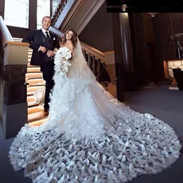 Novo Véu de Noiva Borboleta Branco Puro Tule Camadas Duplas Crepe Véu Longo Véus de Casamento Em Estoque Acessórios de Noiva252W