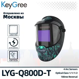 Welding Helmets KEYGREE Panoramic 180 Large Viewing Welding Helmet Solar Powered Mask Auto Darkening Welding Hood Side View LYG-Q800D 230721