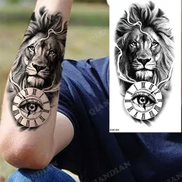 New Waterproof Temporary Tattoo Sticker Forest Lion King Tiger Skull Flash Man Wolf Dragon Body Art Arm Fake Tattoos Women