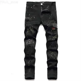 Mäns herr jeans hosade Herren Pants Men Jean Homme Slim Denim Trousers Biker Högkvalitativ manlig rak Casual Designer Pantalones Hombre 221118 L230724