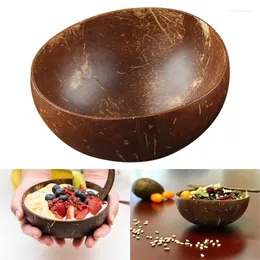 Bowls Natural Round Coconut Bowl Wood Soup Spoon Fork Salad Ramen Noodle Fruit Container Eco-friendly Handicraft Kitchenware