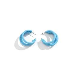 Hoop Huggie Casual C Ring Geometric Ear Stud Candy färgade överdrivna järnörhängen för kvinnor Fashion Street Drop Leverans smycken
