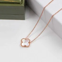 2023 Kadın Lüks R Designenecklace Moda Çiçekleri Dört yapraklı Yonca Cleef Kolye 14K Altın S Mücevher KN1E