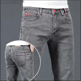 Męskie dżinsy Nowa marka mody Slim Grey Blue Chude Jeans Men Business Casual Classic Trend Elastic Youth Pencil Denim Spodni L230724