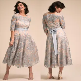 2019 élégante courte dentelle mère de la mariée robes grande taille fermeture éclair A-ligne robes de mère robes de soirée formelles sur mesure Ma289w