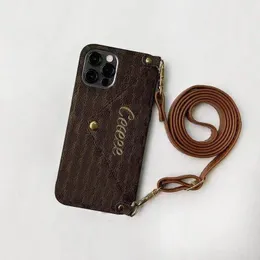 Designer Fashion Crossbody Mobiltelefonskyddsskydd monterat för Apple 13Promax 11Pro Mobiltelefonkort Insert Pocket Change Case Falls