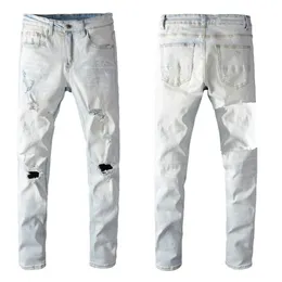 メンズジーンズのデザイナーパープルジーンズのデザイナージーンズルーズトップクオスジーンズジーンズジーンズジーンズメンジーンズズボンバイカー刺繍のトレンドのためにリッピングしました長い鉛筆パンツ
