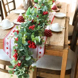 Декоративные цветы 2m искусственное рождественское украшение сосны гирлянда красные ягоды Рождество украшения венок