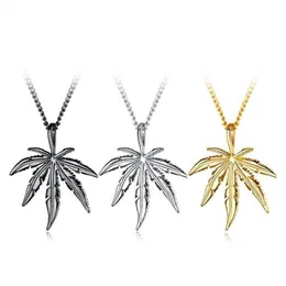 Pendanthalsband Fashion Man Maple Leaf Necklace Titanium Steel Glittery Charm Chain Gift Hip Hop Jewelry Accessories Drop Delivery DH2WX