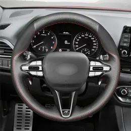 ステアリングホイールカバーI30 N 2023-2023 Veloster Car Interior DecorationのDIYアンチスリップ摩耗耐性カバー