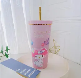 Novos copos de aço inoxidável 750 ML 304 Drinkware Girl Kawaii Copos com tampa de canudo bonito