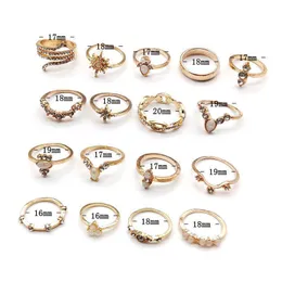 Cluster Rings Anillo De Estilo Bohemio Conjunto 17 Piezas Diamantes Anillos Joyas Drop Delivery Jewelry Ring