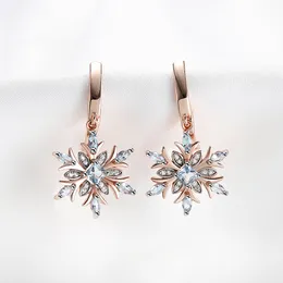 Ear Cuff 925 Sterling Silver Gem Earrings Snowflake Blue Topaz Women's Cute Exquisite Jewelry Engagement Anniversary Gift 230724