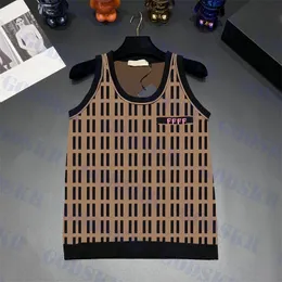 Jacquard Women Tanks Brown Letter T Shirt Classic Ladies Knitte Trees Letni kamizelki damskie ubrania