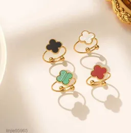Classico anello a quattro trifogli Farfalla Anelli aperti da matrimonio in oro argentatoGioielli di marca Regalo per la festa della mamma di San Valentino111